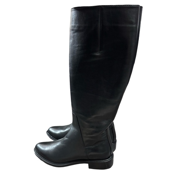 Aquatalia Size 7 Italian Leather Tall Riding Boots In Black Side Zip Equestrian - Picture 6 of 15